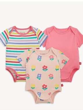 Magnetic 3-Pack Bodysuit Pink Flower Combo New 3-6 Months